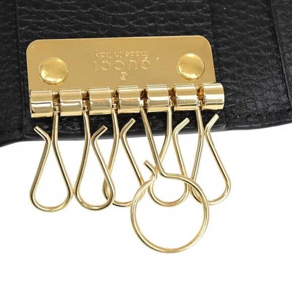 GUCCI GG Logo Marmont key case Supreme Leather Bicolor Black Brown GHW 30RF201 - Picture 13 of 13